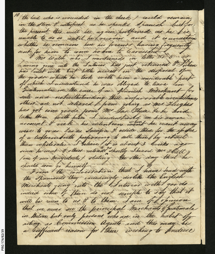 Letters relating to business activities in Honduras