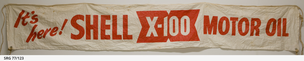 Advertising banner for Shell motor oil • Realia • State Library of ...